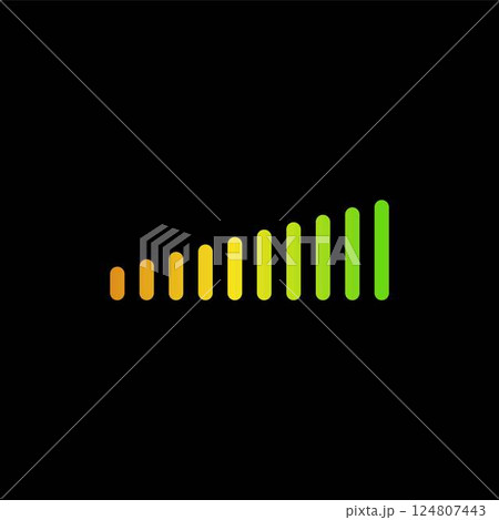 Vector illustration of speedometer scale on isolated black background. 124807443