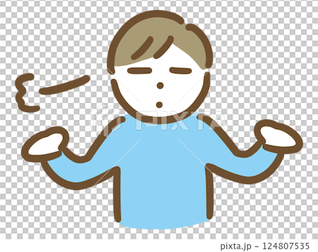 やれやれと両手を上げる男性 124807535