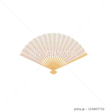 Vector illustration of open folding fan, made of paper and bamboo, white. 124807710