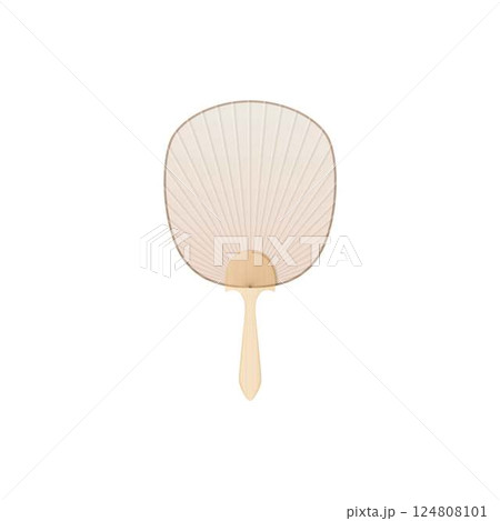 Vintage Japanese and Chinese hand fan flat icon, Asian uchiwa rounded bamboo and paper accessory for air cooling Vintage Japanese and Chinese hand fan flat icon, Asian uchiwa rounded bamboo and paper accessory for air cooling 124808101