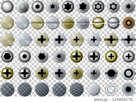 Set of heads for screws, bolts, screws, etc. 124808170