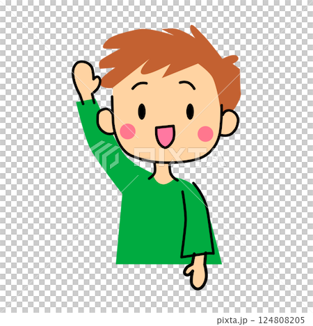 Illustration of a boy raising his hand Illustration of a boy raising his hand 124808205