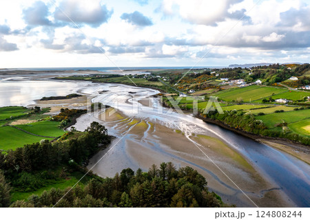 Aerial view of the coast at Killult by Gortahork, County Donegal, Ireland 124808244