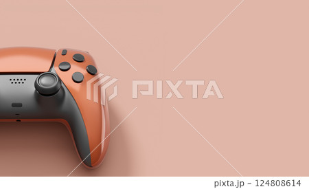 Realistic red video game joysticks or gamepads on red background Realistic red video game joysticks or gamepads on red background 124808614
