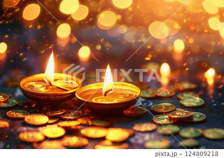 Greeting card with holiday composition for happy Akshaya Tritiya 124809218