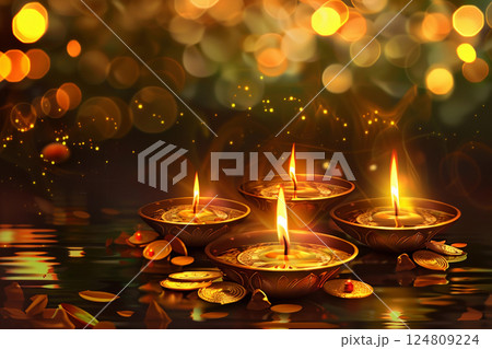 Greeting card with holiday composition for happy Akshaya Tritiya 124809224