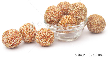 Sesame caramel laddu 124810826