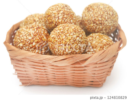 Sesame caramel laddu 124810829