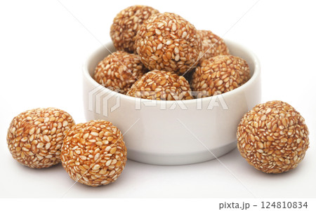 Sesame caramel laddu 124810834