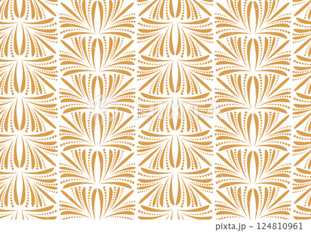 Flower geometric pattern. Seamless vector background. White and golden ornament Flower geometric pattern. Seamless vector background. White and golden ornament 124810961