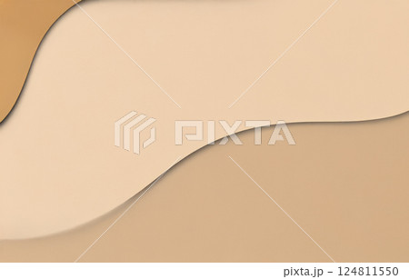 ベージュとブラウンの重なりが美しい抽象的な高級感あるおしゃれ曲線背景 124811550