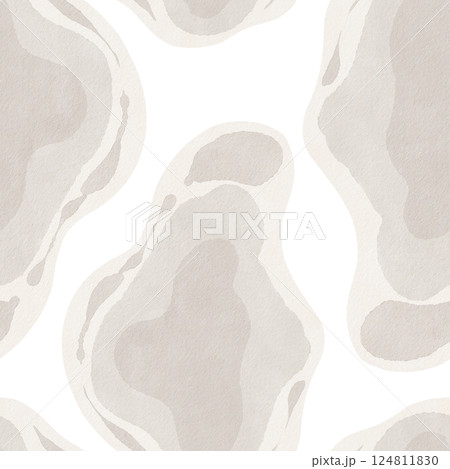 Seamless pattern of watercolor spots. Beige stones and puddles of liquid. Animal shrug pattern. Round soft shapes. Watercolor illustration. Hand drawing. High quality illustration 124811830