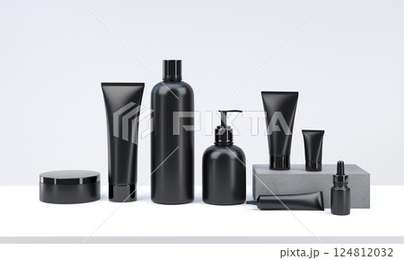 Stylish trendy men's cosmetic products set mockup Stylish trendy men's cosmetic products set mockup 124812032