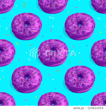 Vibrant seamless art collage of sweet dessert 124812054