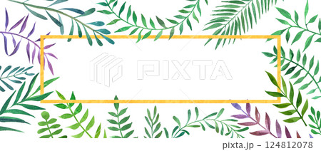 Hand drawn botanical branches border frame illustration 124812078
