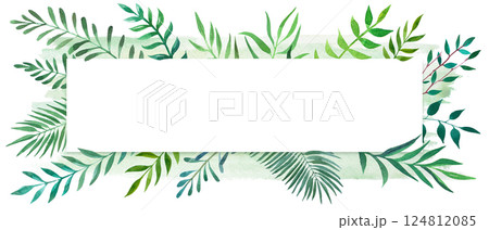 Green hand drawn watercolor template for design 124812085