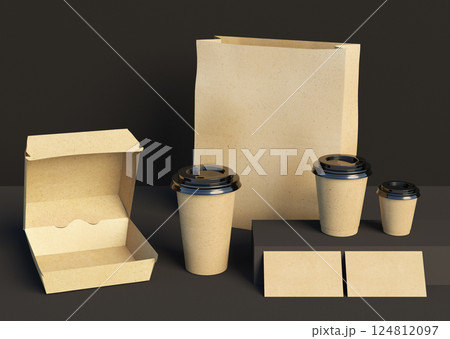 Craft paper food package to go mockup 124812097