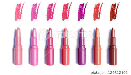 Lipsticks with colorful strokes swatches. Lipsticks with colorful strokes swatches. 124812103