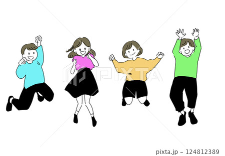 ジャンプルする子供達 124812389