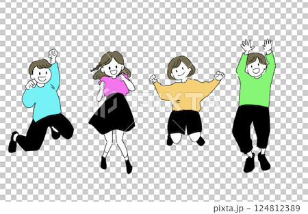 ジャンプルする子供達 124812389