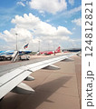 BANGKOK, THAILAND, February 25, 2025. View from airplane on busy Suvarnabhumi airport in Bangkok, Thailand 124812821