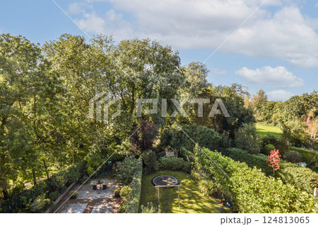 A serene garden filled with verdant trees and plants, showcasing a tranquil environment perfect for relaxation and nature appreciation. A serene garden filled with verdant trees and plants, showcasing a tranquil environment perfect for relaxation and nature appreciation. 124813065