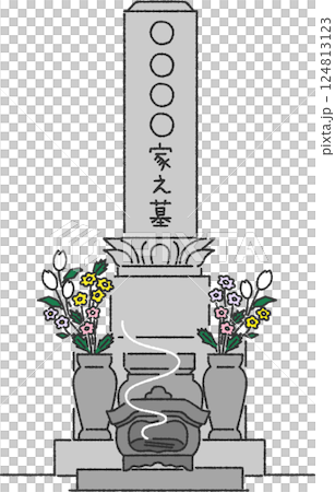 Grave illustration line drawing Grave illustration line drawing 124813123