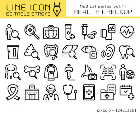 ラインアイコン　医療シリーズvol.11　健康診断・人間ドック 124813161