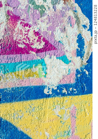 Textured Abstract Wall with Pastel Colors and 80s Vibe Textured Abstract Wall with Pastel Colors and 80s Vibe 124813228