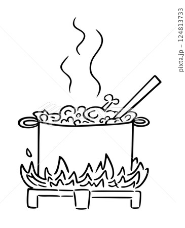 Hot pot or steamboat line art icon. 124813733