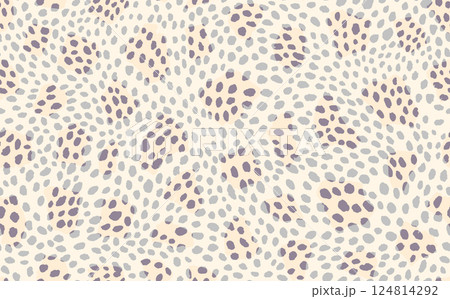 Abstract modern leopard seamless pattern. Animals trendy background. Beige and brown decorative vector stock illustration for print, card, postcard, fabric, textile. Modern ornament of stylized skin 124814292