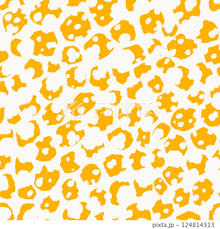 Abstract modern giraffe seamless pattern. Animals trendy background. Orange and white decorative vector stock illustration for print, card, postcard, fabric, textile. Modern ornament of stylized skin 124814313