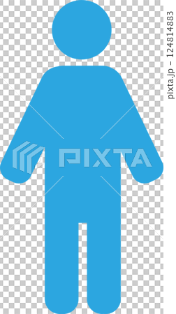 人像形文字直立剪影圖標全身 人像形文字直立剪影圖標全身 124814883