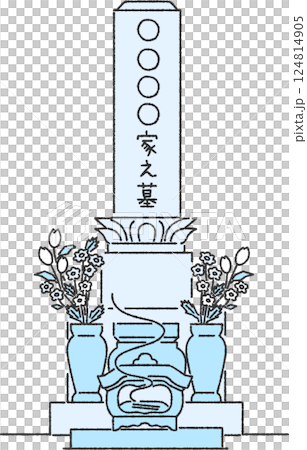 Grave line drawing illustration light blue Grave line drawing illustration light blue 124814905