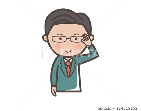 了解のポーズをする中堅エリート風男性ビジネスマンの上半身イラスト 124815152