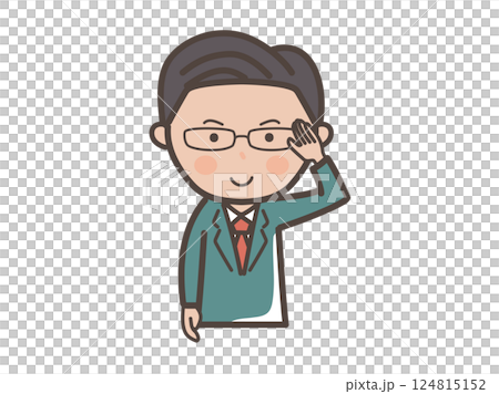 以理解的姿勢擺出中層精英風格男性商人上半身的插圖 124815152