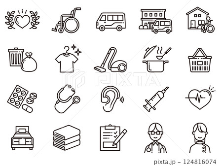 介護福祉アイコン01　Care and Welfare icons 124816074