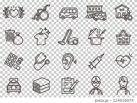 介護福祉アイコン01　Care and Welfare icons 124816074