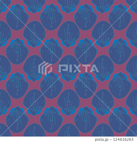 A blue and purple patterned background with a blue shells 124816263