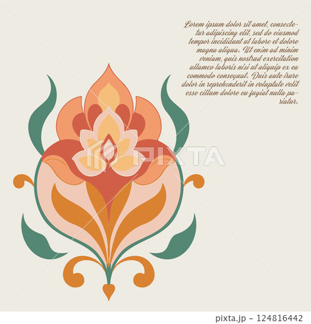 A flower with a green stem and orange petals 124816442