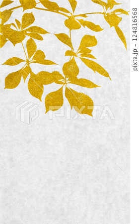 リアルな葉っぱを金箔で描いた、和風のシルエットアート 124816568