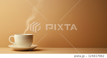Cup of Coffee on a Minimalist Background with Style and Poise Mocha Mousse colored Cup of Coffee on a Minimalist Background with Style and Poise Mocha Mousse colored 124817062
