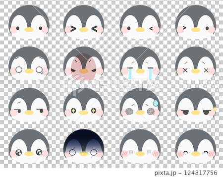 ペンギンいろんなお顔 124817756