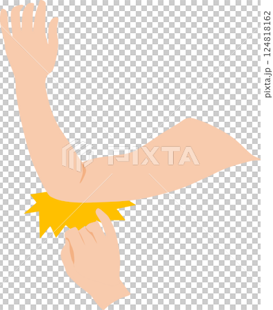 Illustration of a person poking their elbow Illustration of a person poking their elbow 124818162