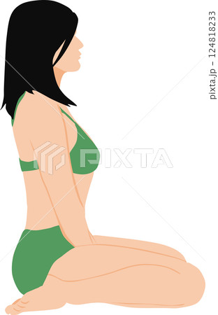 浜辺で夏休みを満喫する女性のイラスト(海水浴) 浜辺で夏休みを満喫する女性のイラスト(海水浴) 124818233