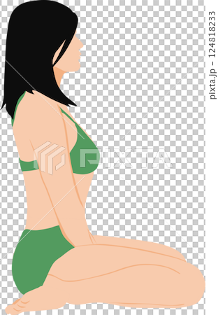 浜辺で夏休みを満喫する女性のイラスト(海水浴) 浜辺で夏休みを満喫する女性のイラスト(海水浴) 124818233