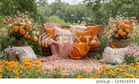 Peaceful Pastel Flower Arrangements  124818343