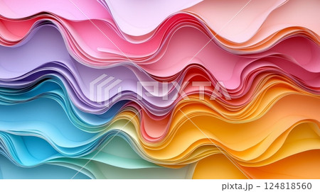 Soft Layered Paper Abstract in Peaceful Color Palette for Creative Projects 124818560