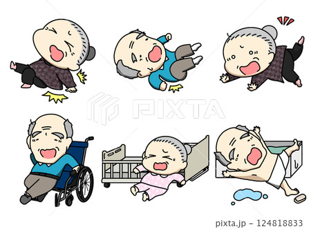 転倒転落の高齢者 124818833