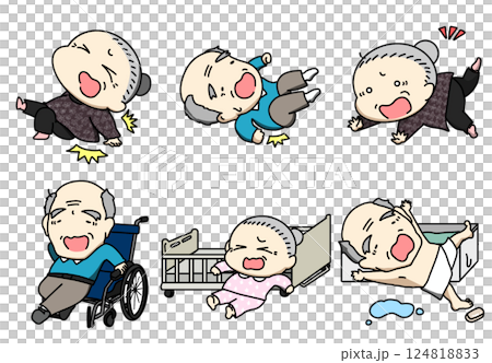 転倒転落の高齢者 124818833